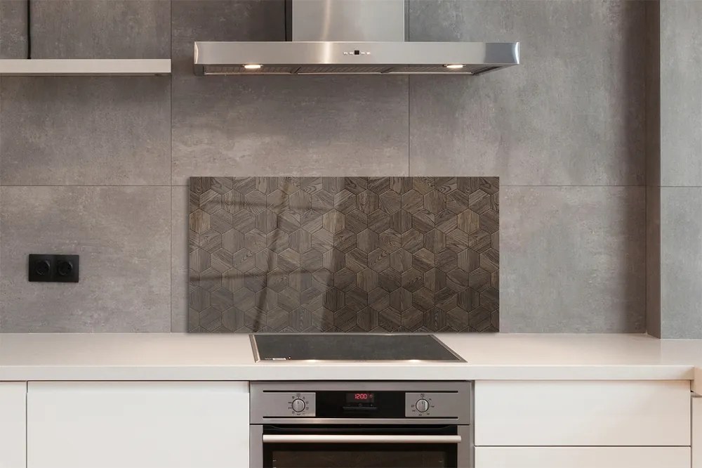 Panel szklany do Kuchni Drewniane Sześciokąty