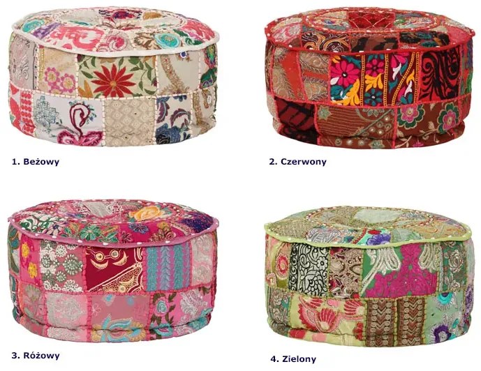 Okrągła zielona pufa patchwork - Reo 3X