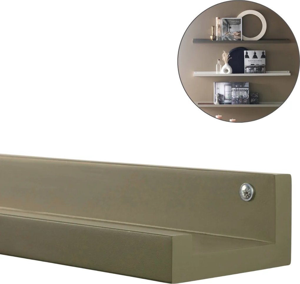 Półka ścienna na obrazy FOTOPLANK 120 cm, oliwkowa