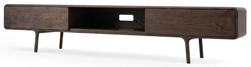 Brązowa szafka pod TV z litego drewna dębowego 220x45x45 cm Fawn – Gazzda