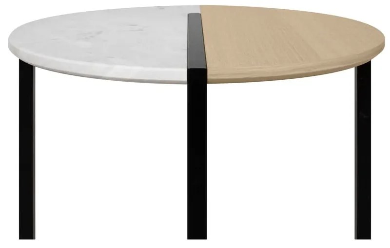 Stolik z blatem z drewna dębowego i marmuru ø 80 cm Sonata – TemaHome