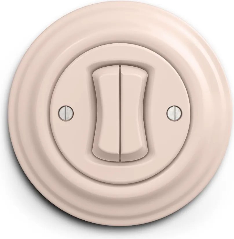 Kliklap - Retro podwójny łącznik schodowy z ramką nr 6+6, stary róż