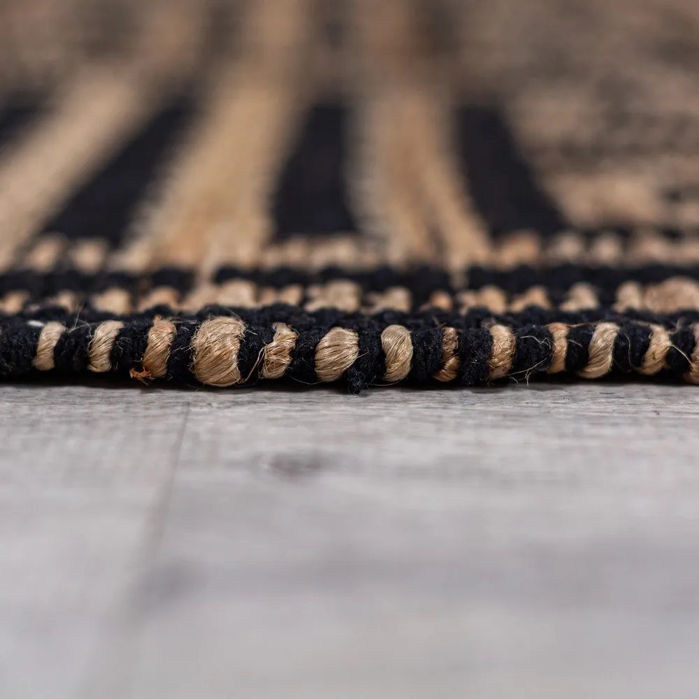 Czarno-naturalny dywan z mieszanki juty tkany ręcznie 200x290 cm Meander Jute – Flair Rugs