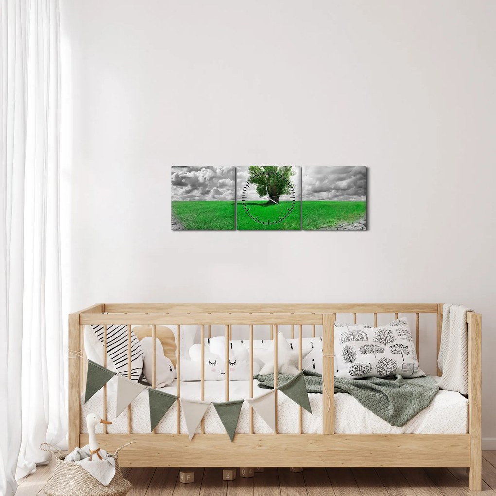 Obraz - Kawałek natury w mieście (z zegarem) (90x30 cm)