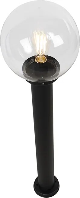 Lampa ogrodowa słupkowa czarna z przezroczystą kulą 100 cm IP44 - Sfera