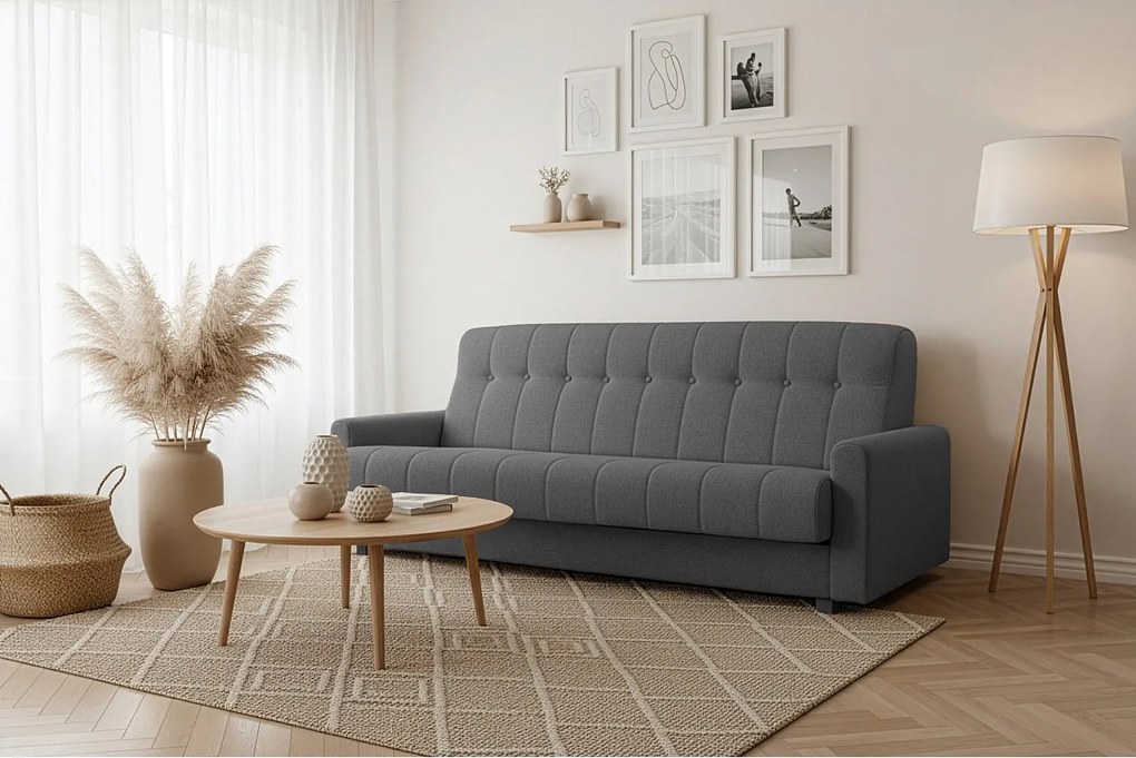 Wersalka Herbi z funkcją spania, do salonu, tkanina Herbi, ciemnoszary