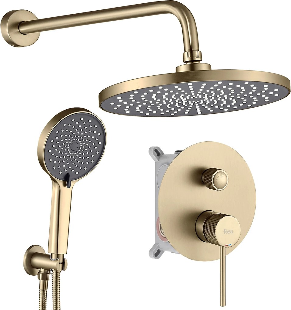 Zestaw natryskowy podtynkowy Rea Lungo Stripe Złoty Szczotkowany + BOX