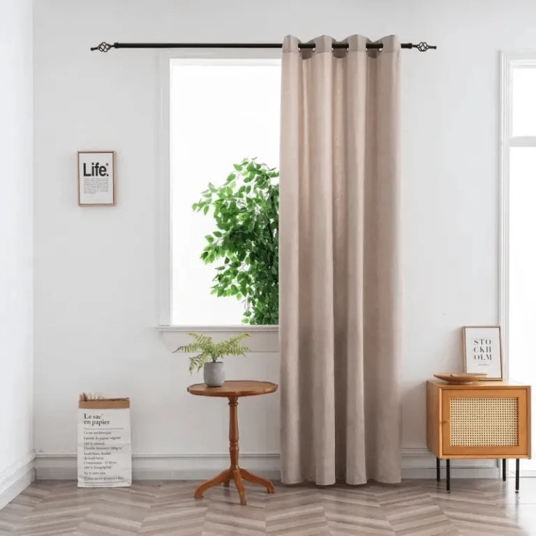 Zasłona TAVIO 140x250 cm, jasnobeżowa Zawieszanie: Taśma z wiązaniami