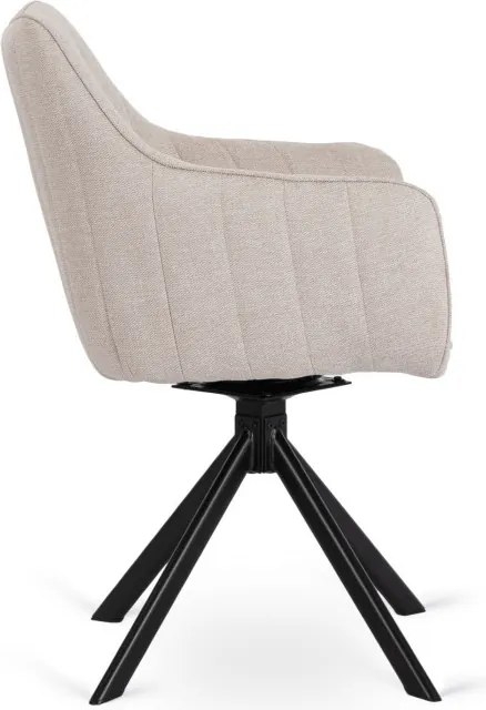 Krzesło Tapicerowane Obrotowe do Salonu MUMBAI Kremowe Nowoczesne