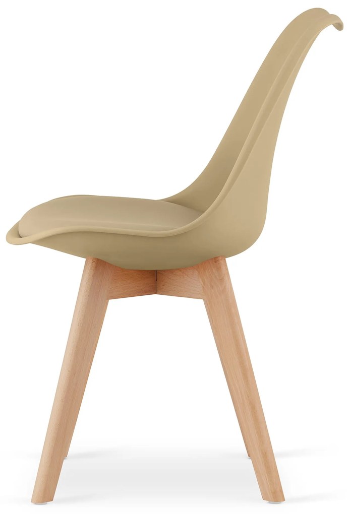 Beżowe krzesło BALI MARK z bukowymi nogami