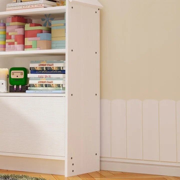 Regał Dziecięcy Domek Biały 63 cm – Półka na Zabawki i Książki