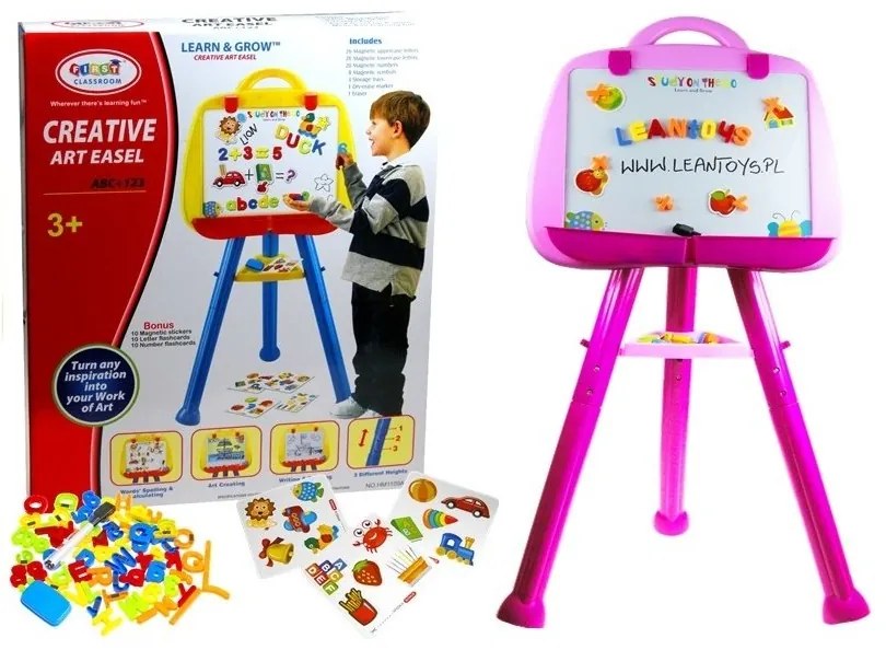 Tablica magnetyczna stojąca pisak magnes różowa