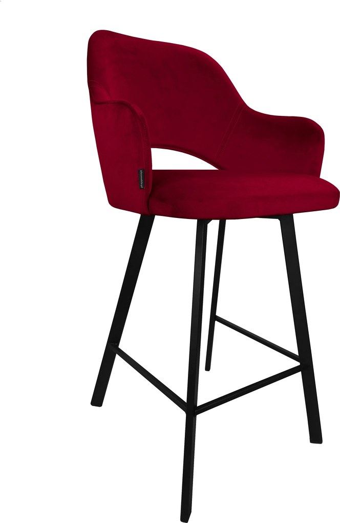 Hoker Milano krzesło barowe tkanina Welur podstawa metalowa : Kolor nogi - Czarna profil, Kolor tkaniny - VELVET - MG31, Typ siedziska - Siedzisko stałe