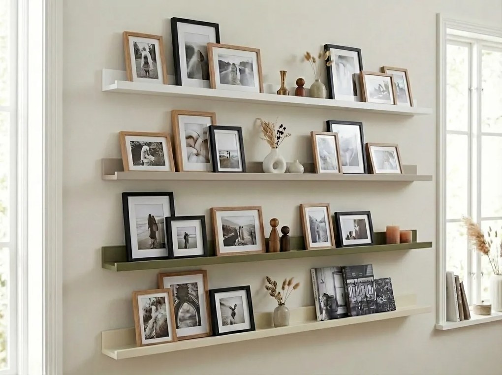 Półka ścienna na obrazy FOTOPLANK 120 cm, oliwkowa