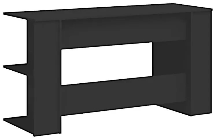 Czarne długie biurko z półkami A0-T02