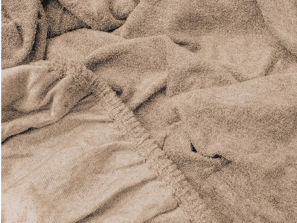 PrzytulneMieszkanie.pl Frotte prześcieradło jasnobrązowe 140 x 200 cm