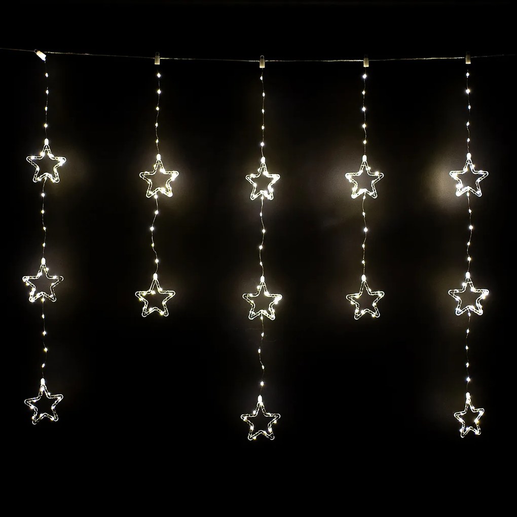 Kurtyna świetlna zewnętrzna Stars, 120 x 120 cm, LED, biały, timer, 8 funkcji, 120 cm