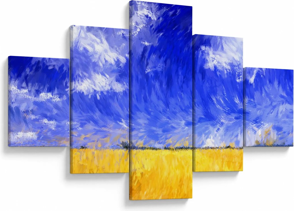Obraz - Obraz olejny, Złote pole (125x70 cm)