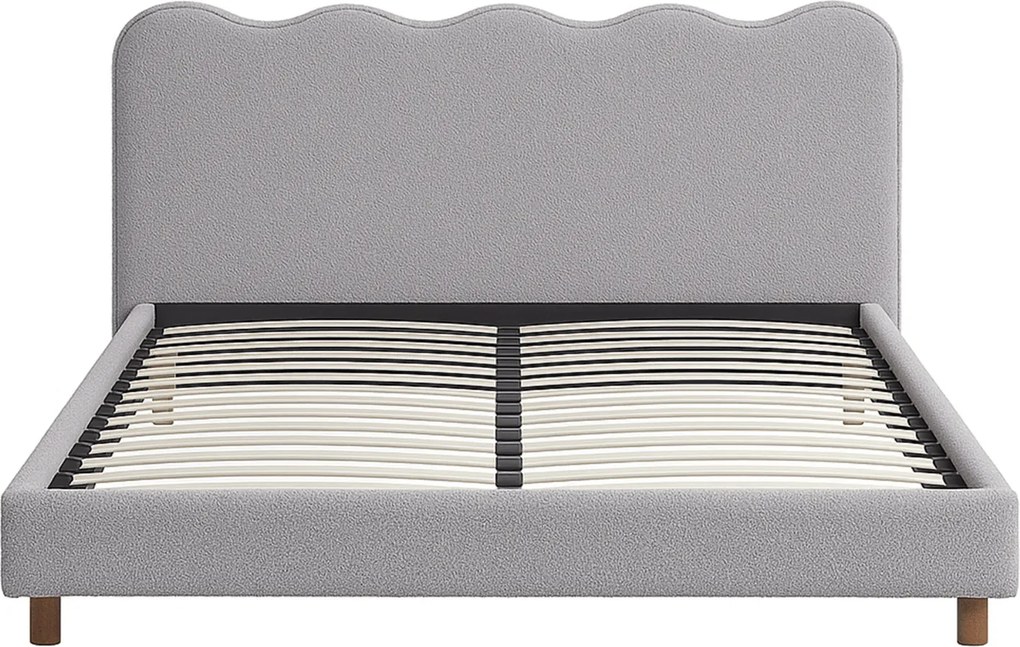 Łóżko Tapicerowane 160x200 cm IZMIR ze Stelażem Dwuosobowe Boucle Szare