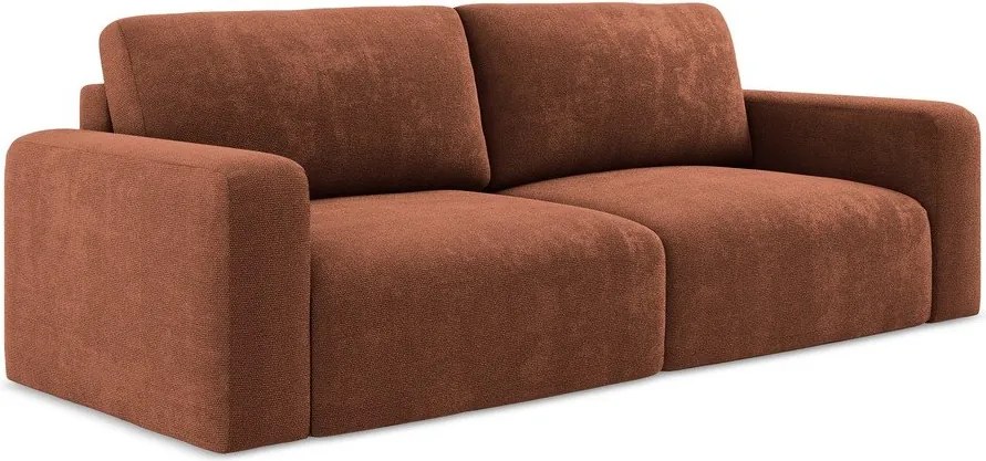 Rozkładana sofa ze schowkiem z tkaniny szenilowej w kolorze terakoty 252 cm Kona – Makamii