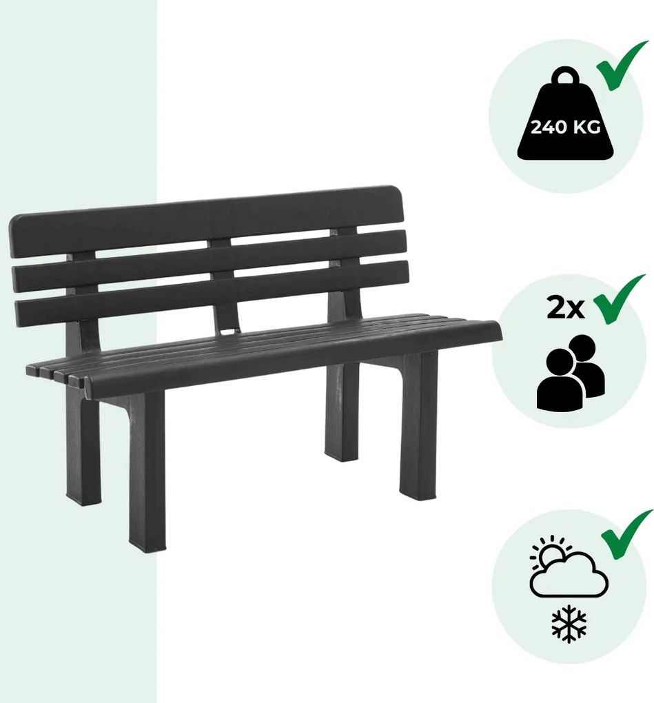 Ławka ogrodowa GENZIANA, 110x52x71cm, antracytowa I.P.A.E-Progarden
