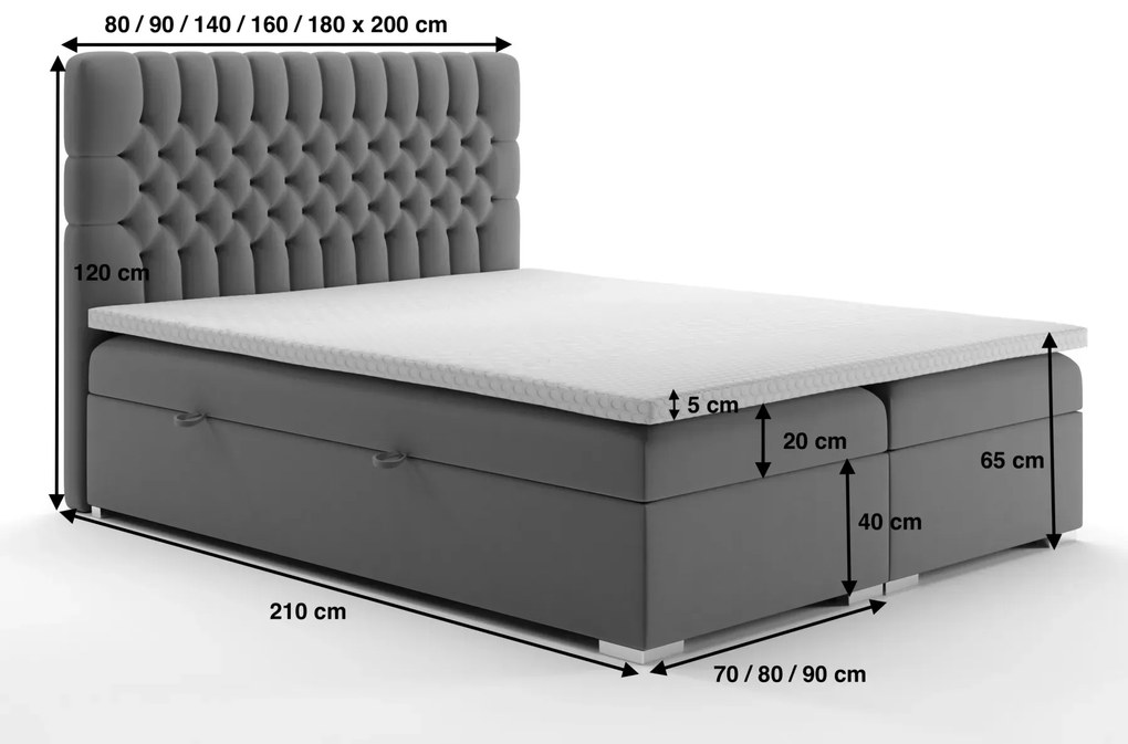 Łóżko kontynentalne RUBID 180x200 zielone velvet z pojemnikiem LAVERTO