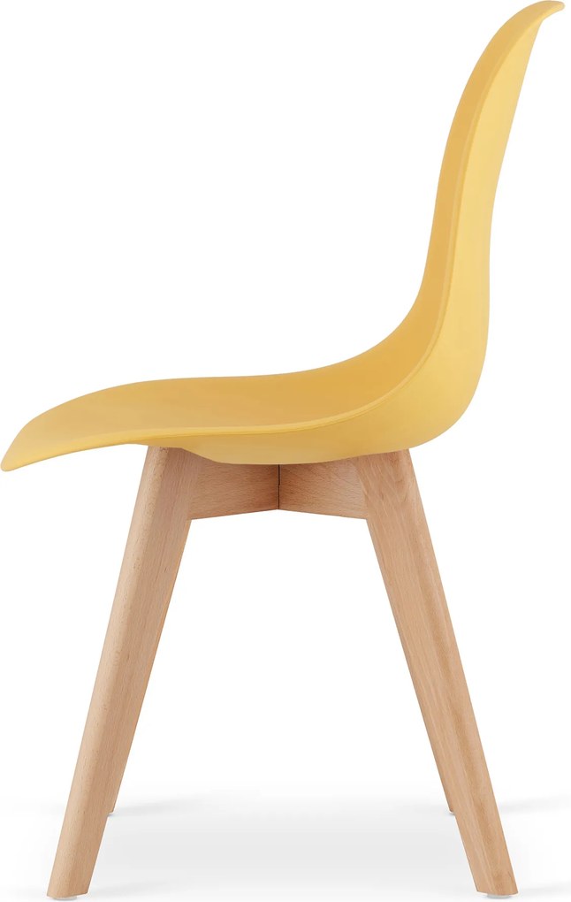 PROMOCJA Musztardowe krzesło KITO z bukowymi nogami II. jakość