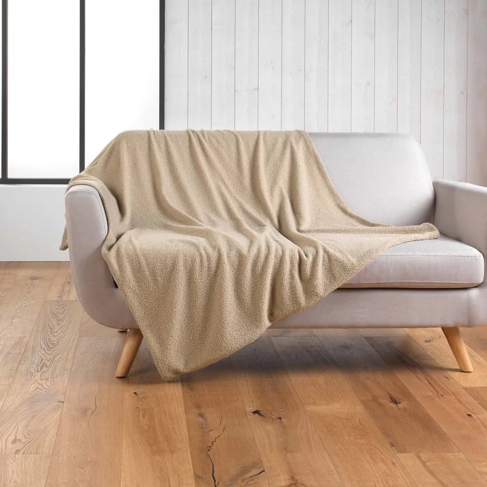 Beżowy polarowy koc 125x150 cm Curly Wooly – douceur d'intérieur