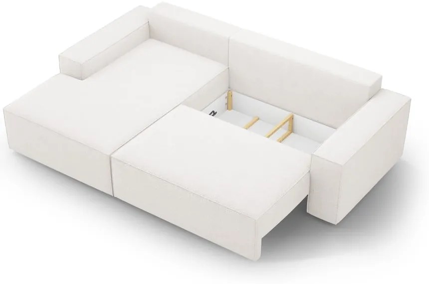 Biały rozkładany narożnik z materiału bouclé (lewostronny) Jodie – Micadoni Home