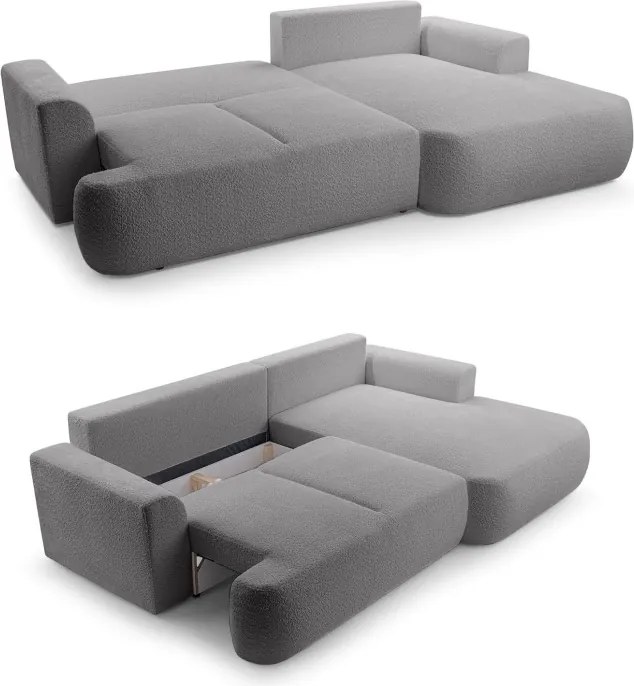 Narożnik VELO wolnostojący układ L strona Prawa z funkcją spania w tkaninie Coral 80