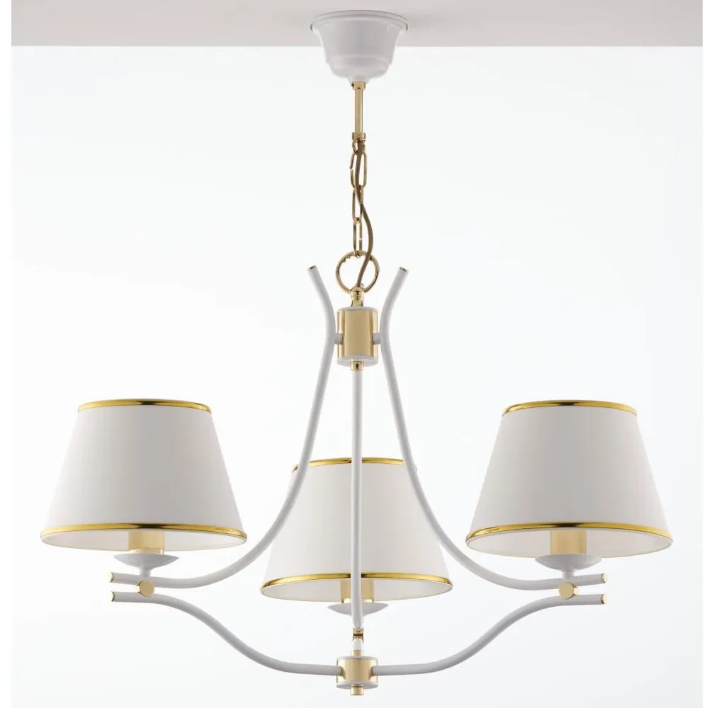 Jupiter 2085 - Żyrandol na łańcuchu SAMBA 3xE27/15W/230V biały/złoty