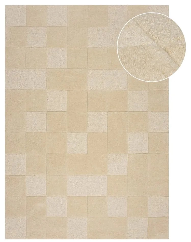 Beżowy dywan wełniany 230x160 cm Checkerboard – Flair Rugs