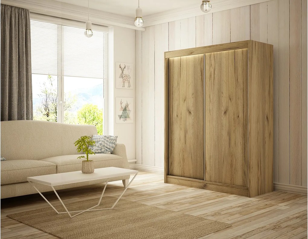 Szafa przesuwna ARTON Dąb craft 150cm – nowoczesna szafa do sypialni i garderoby