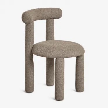 Zestaw 4 Krzeseł Jadalnianych Z Tkaniny Bouclé Gia Bouclé Pszenica Brązowa - Sklum