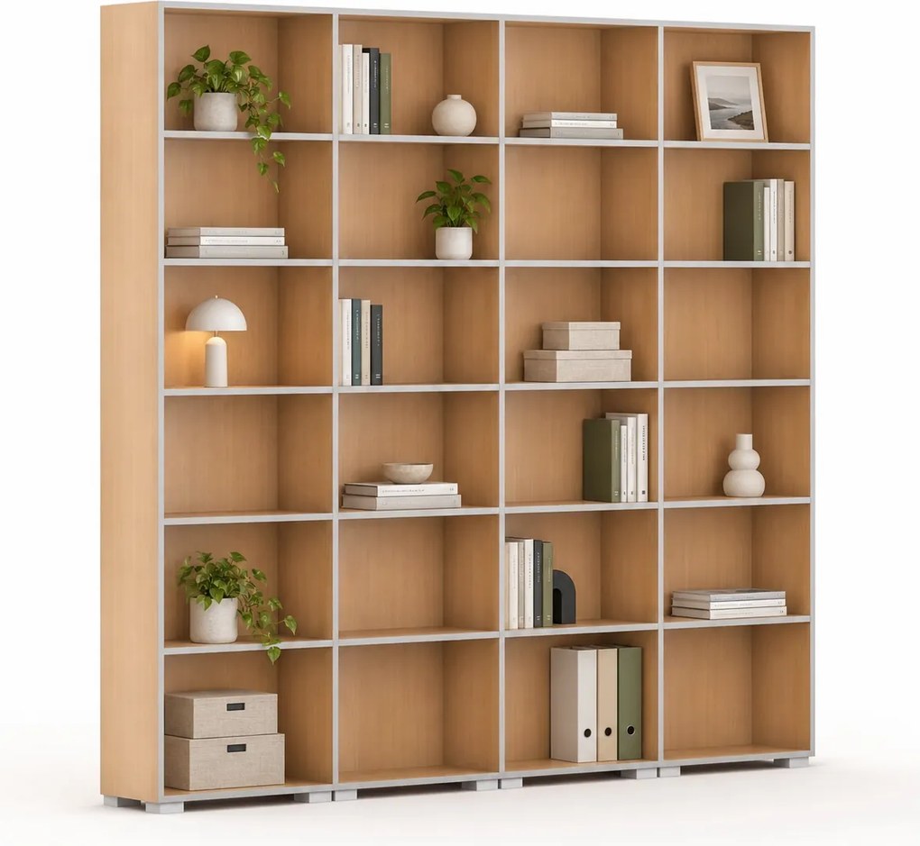 Biblioteka SILVER LINE, 4 kolumny, 2230 x 2400 x 400 mm, buk