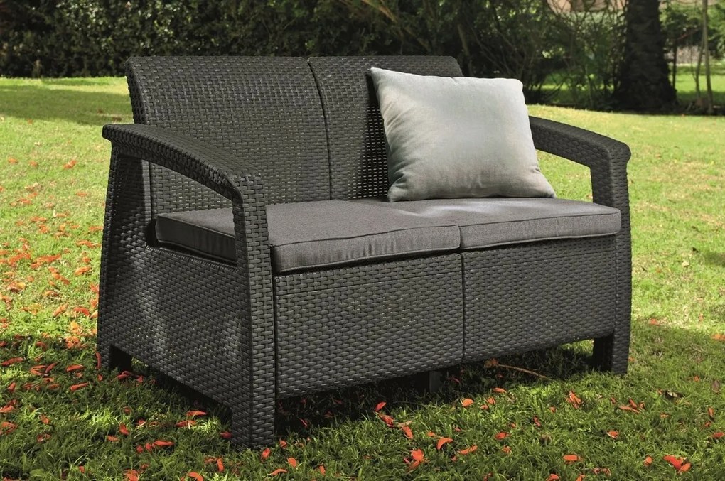 Keter sofa ogrodowa Corfu 128 x 70 x 79 cm, grafit