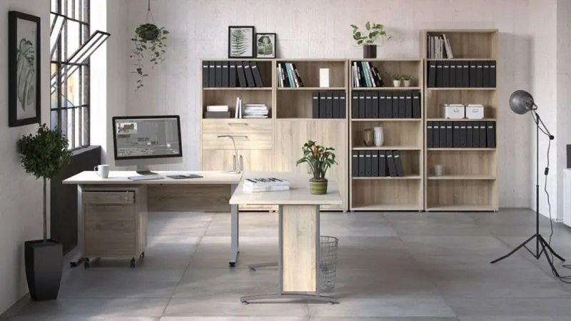 Wysoki regał biurowy Prima 5 dąb sonoma