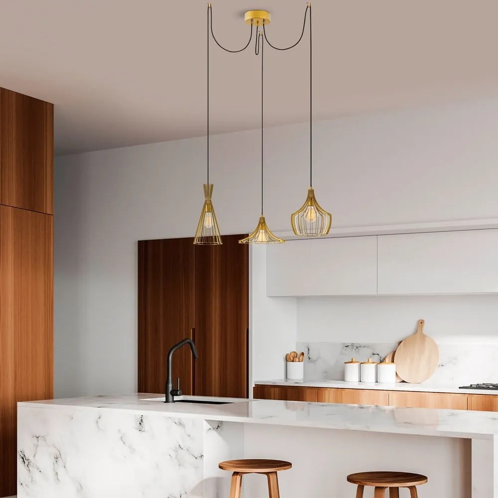 Lampa wisząca w kolorze złota z metalowym kloszem Mezopotamya – Opviq lights