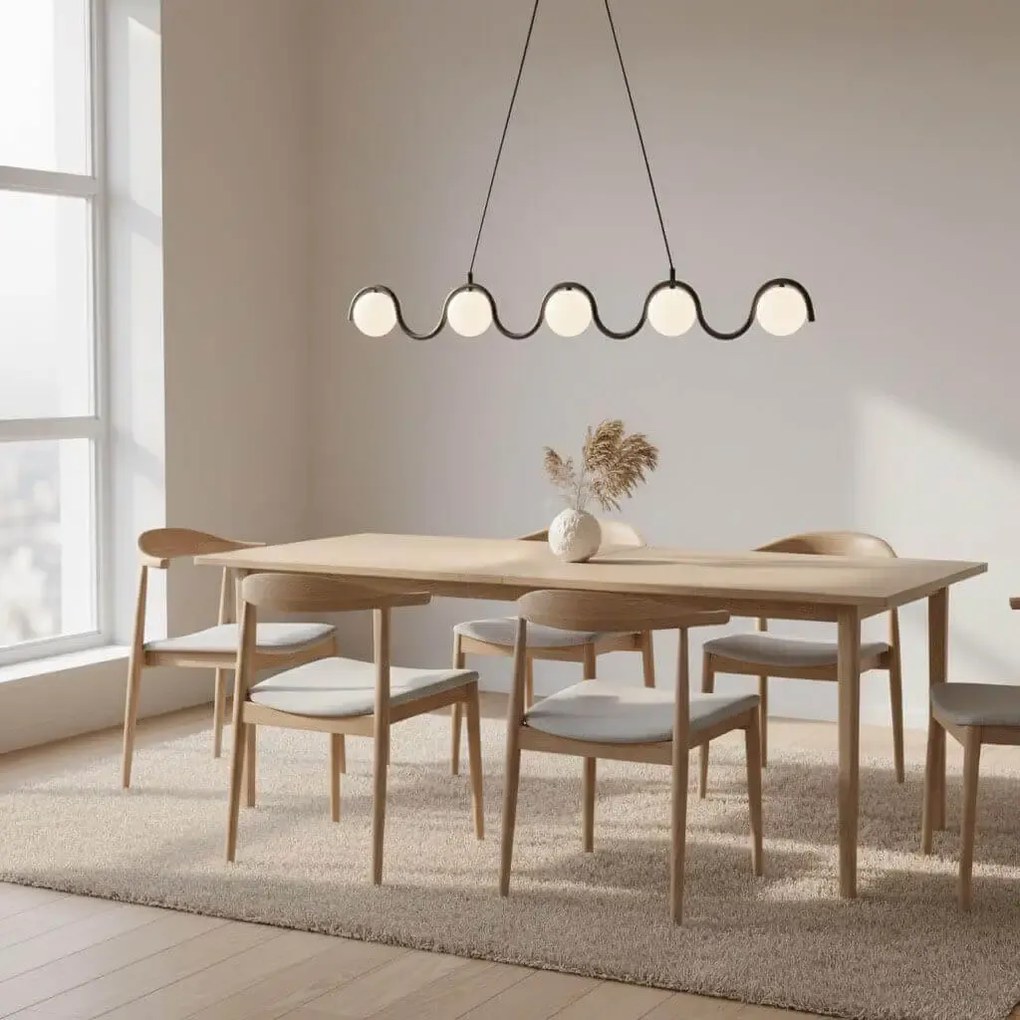 Długa lampa wisząca nad stół w kuchni i jadalni, kolor czarny, Sinus 5 Black