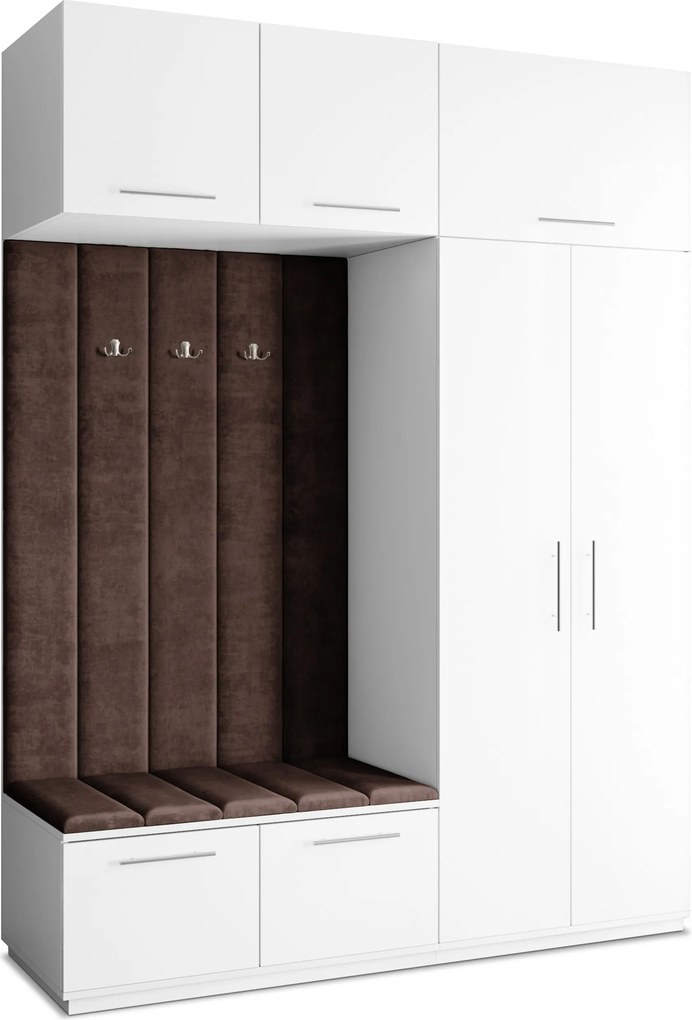 Masseno Garderoba REMA 180/240/60 cm Nowoczesna Szafa do Przedpokoju Biała, MONOLITH 29 (Brązowy)