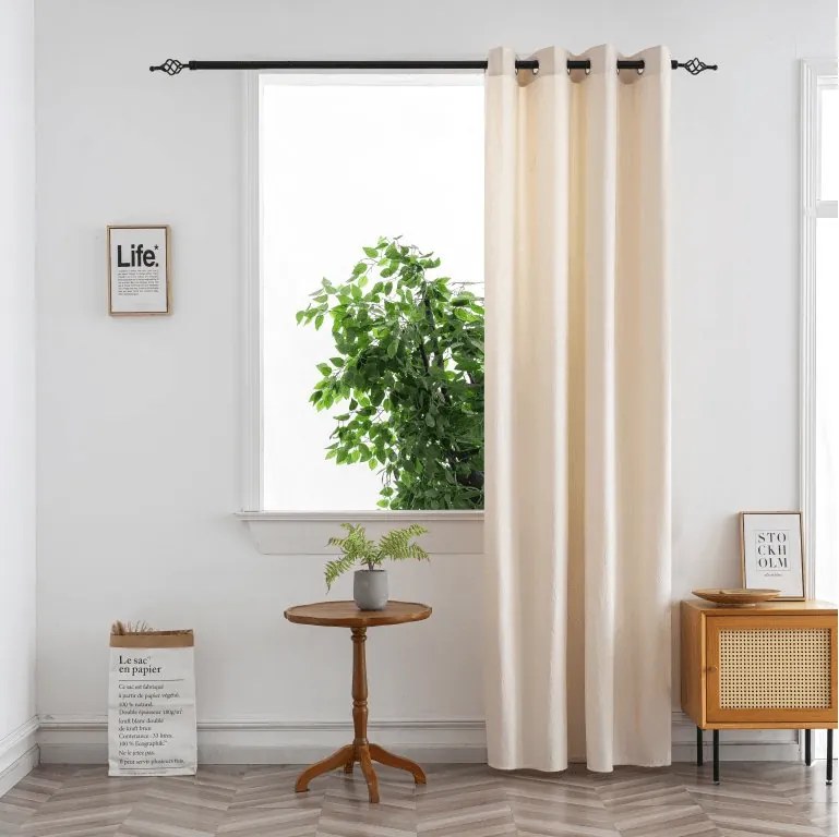 Zasłona zaciemniająca DUNES VELVET 140x250 cm, kremowa Zawieszanie: Metalowe pierścienie