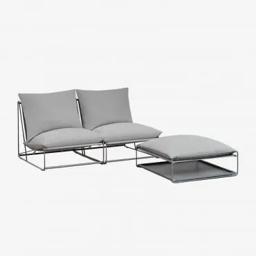Modułowa Sofa Ogrodowa 2-częściowa Z Pufem Rozkładanym Amaro Grey - Sklum