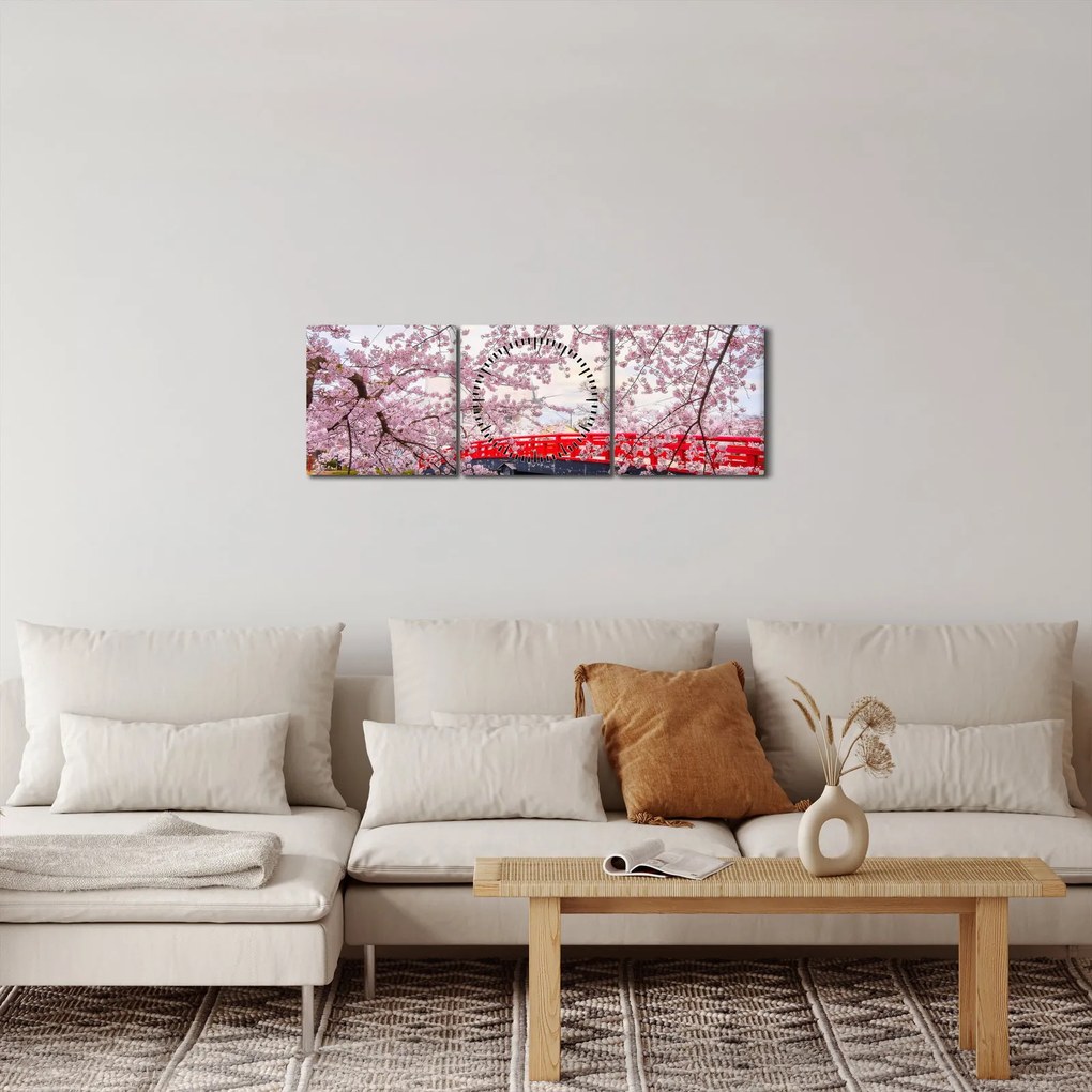 Obraz - Hirosaki, Japonia (z zegarem) (90x30 cm)