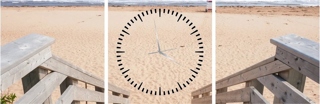 Obraz - Plaża (z zegarem) (90x30 cm)
