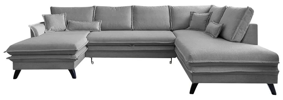 Ciemnoszara rozkładana sofa w kształcie litery "U" Miuform Charming Charlie, prawostronna