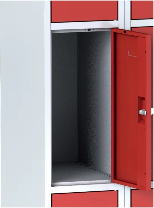 Szafka skrytkowa S6, 3 schowki, 1800 x 300 x 500 mm, zamek obrotowy, drzwi pomarańczowe