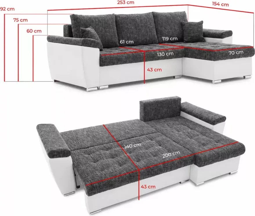 Nowoczesny narożnik Joris z funkcją spania i pojemnikiem – elegancki mebel do salonu
