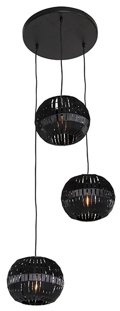 Nowoczesna lampa wisząca czarna 3-punktowa - Zoë