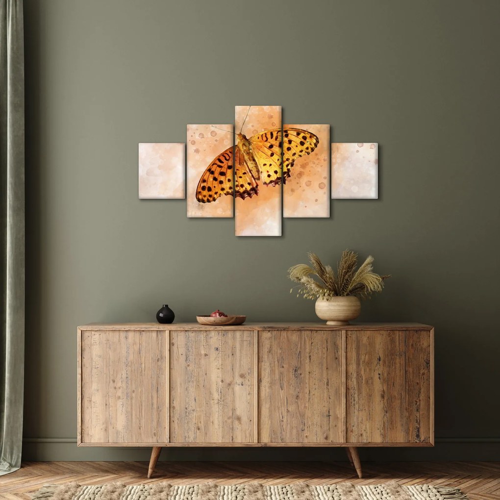 Obraz - Pomarańczowy motyl, akwarela (125x70 cm)
