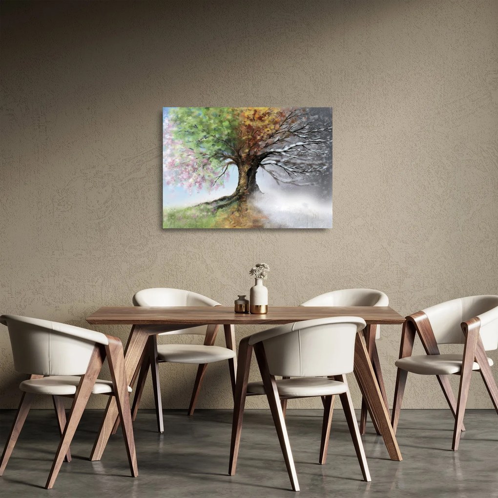Obraz na szkle - Drzewo czterech pór roku (70x50 cm)